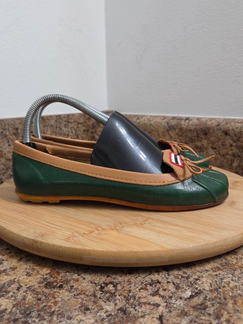 Hunter Jaylen Womens Green Rain Duck Skimmer Ballet Flat Shoes Size 7 Waterproof